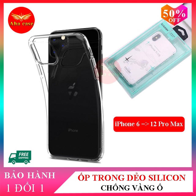 Ốp lưng trong suốt -Ốp IPhone Silicon Dẻo CHỐNG VÀNG Ố ip 6/6s plus/7/7plus/8/8p/x/xsmax/11/11pro/11promax/12/12promax