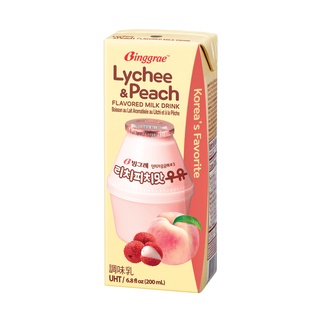 Combo 2 lốc sữa Vải & Đào Hàn Quốc Binggrae (Lốc 6 Hộp x 200ml)