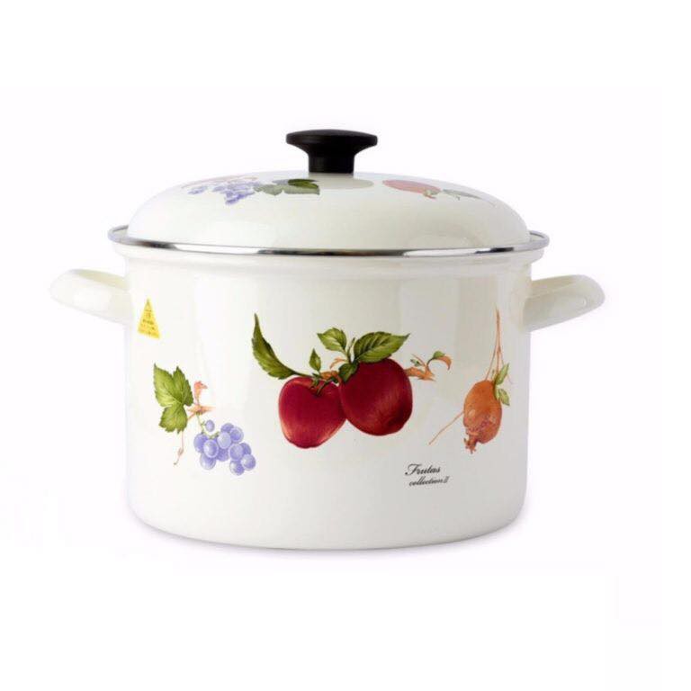 Nồi Thép Tráng Men Nhật FUJIHORO FRV-22DW 22cm - 5.6L Frutas Collection II ( Trái cây) - Xài Bếp Từ