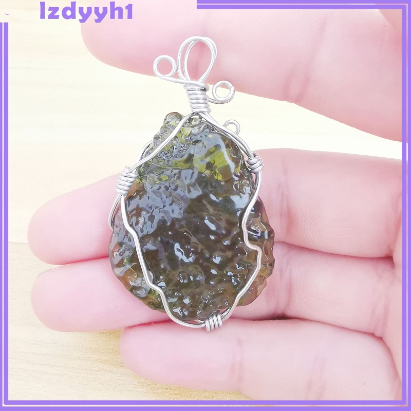 JoyDIY  Crystal Irregular Moldavite Pendant Natural Energy Stone for Women Girls