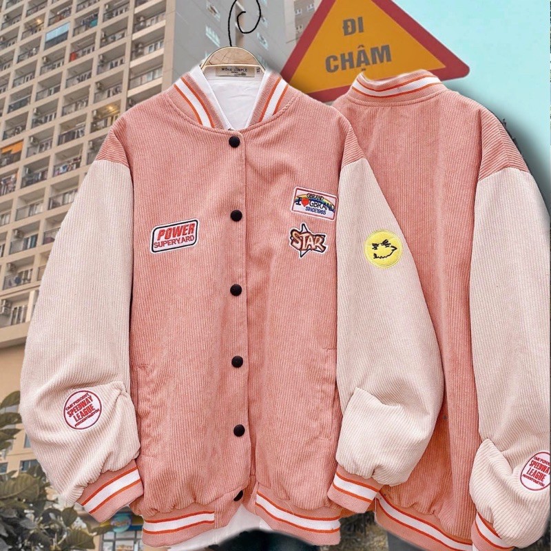 ÁO BOMBER JACKET NHUNG ICON (XANH/HỒNG)