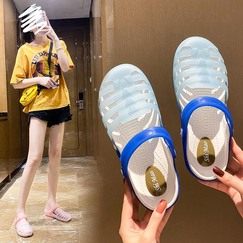 Giày Sandal Đế Bằng Mềm Chống Trượt Thiết Kế Đục Lỗ Thời Trang Mùa Hè Cho Nữ