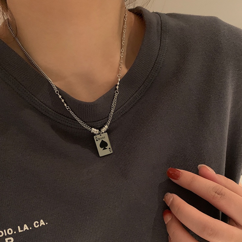 Vòng cổ Mặt Thẻ Bài Phong Cách Hip Hop Cổ Điển