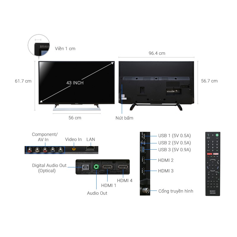 TIVI  SONY  43X8000E (INTERNT  4K) | BigBuy360 - bigbuy360.vn