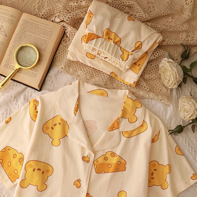 Bộ Đồ Ngủ Hai Mảnh Mùa Hè Kích Thước Lớn Phong Cách Hàn Quốc Cho Nữ