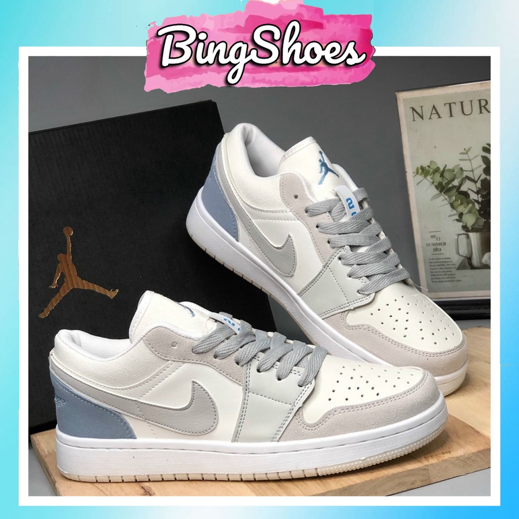 [Ảnh + Video Thật] Giày Jordan 1 Low Paris Trắng Xám, JD1 Low Paris Cổ Thấp Gót Xanh Thời Trang Hot Hit 2021 | BigBuy360 - bigbuy360.vn