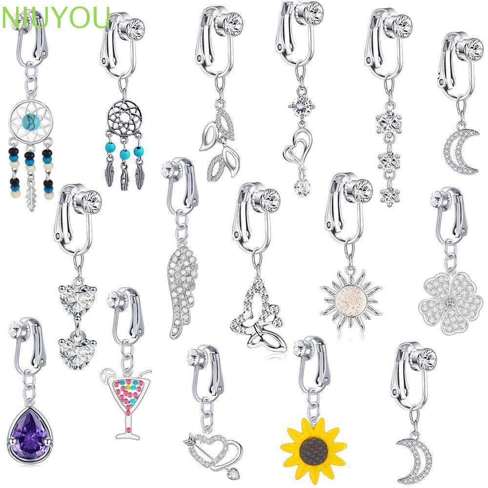 Khuyên Xỏ Rốn Đính Đá Zircon Giả Dạng Kẹp Cho Nữ