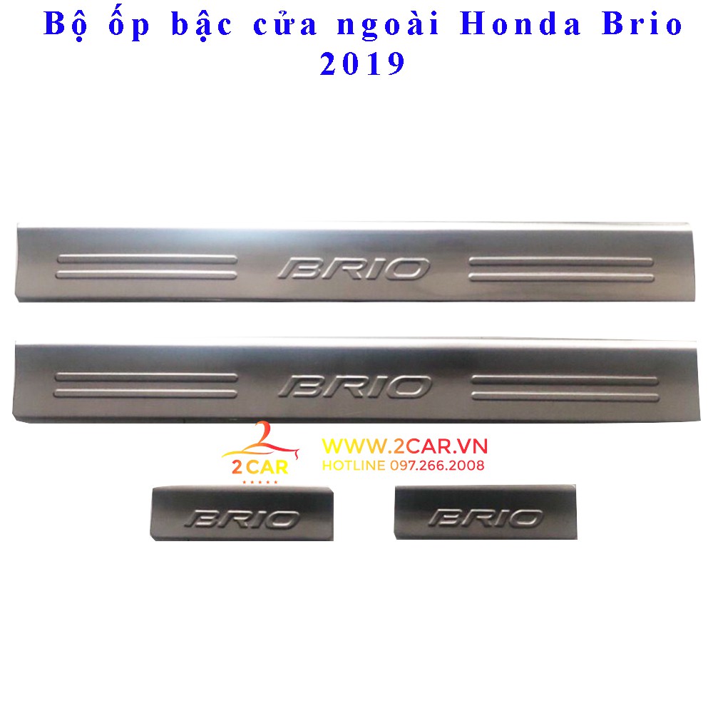Ốp bậc cửa trong, ngoài xe Honda Brio 2018-2022 chất liệu inox