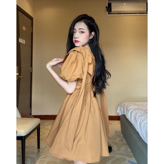 Váy sơ mi cổ bèo thắt nơ sau