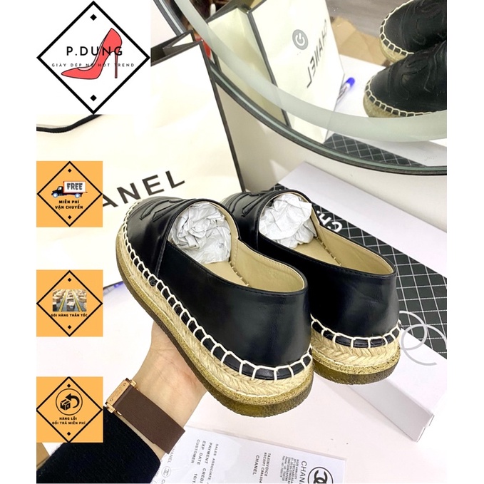 Giày Lười, Giày Slip on Chanel đế cói hàng fullbox + bill + túi