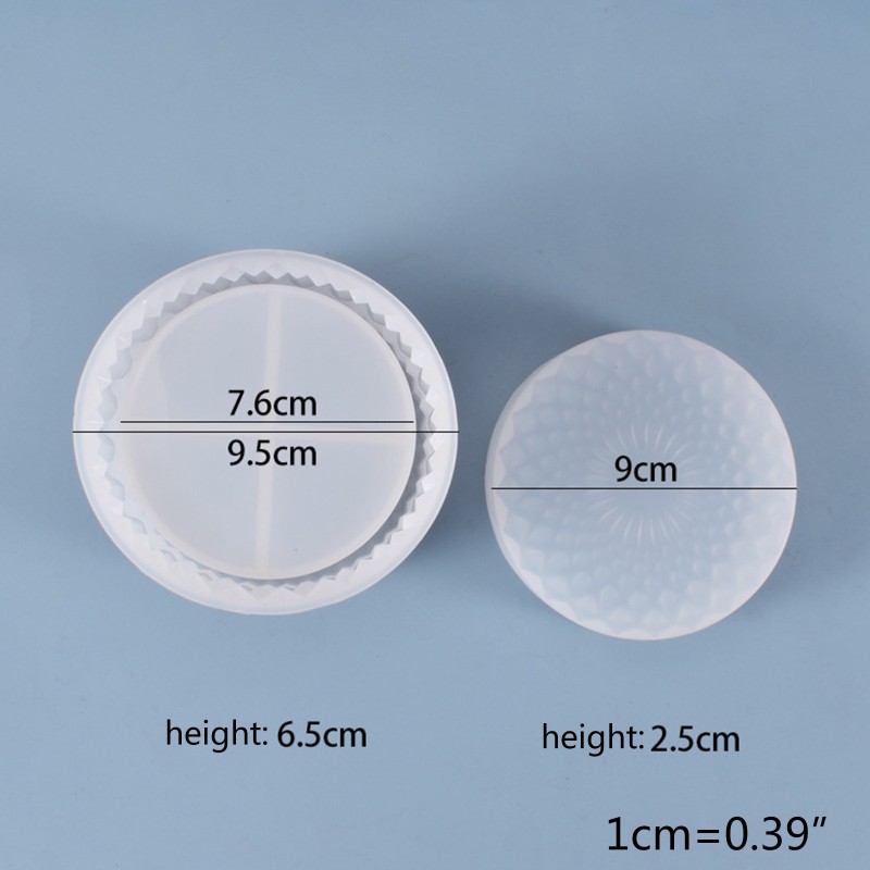 1 Set Diy Craft Decor Crystal Epoxy Resin Mold Round Storage Box Silicone Mold