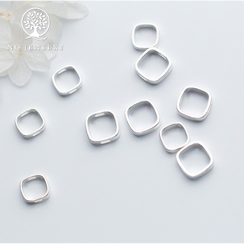 Charm bạc viền vuông để lồng hạt vào giữa - NQ Jewelry