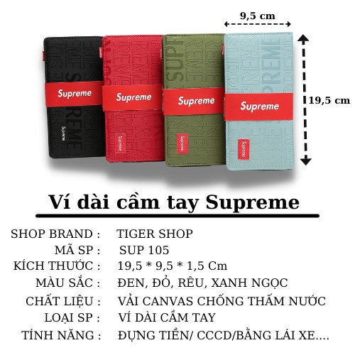 Ví dài nam nữ cầm tay Supeme nhiều ngăn thời trang cao cấp tiện dụng SUP105