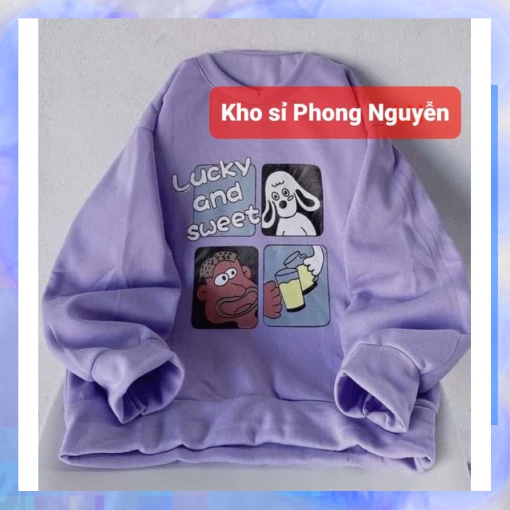 Áo nỉ Cún Lucky siêu yêu cổ tròn tay bồng.hangtotgiare98