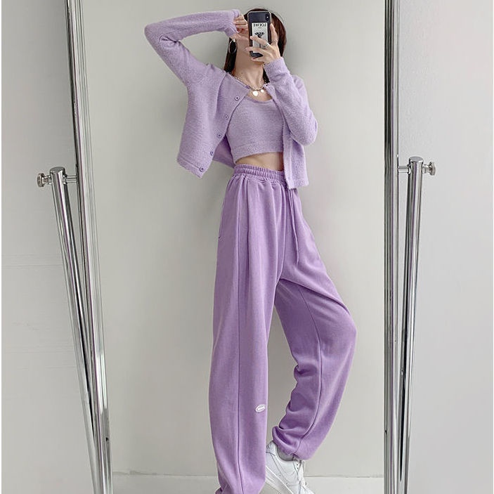 Quần BH cotton mỏng ống rộng lưng cao phong cách Hàn Quốc cho nữ 2021