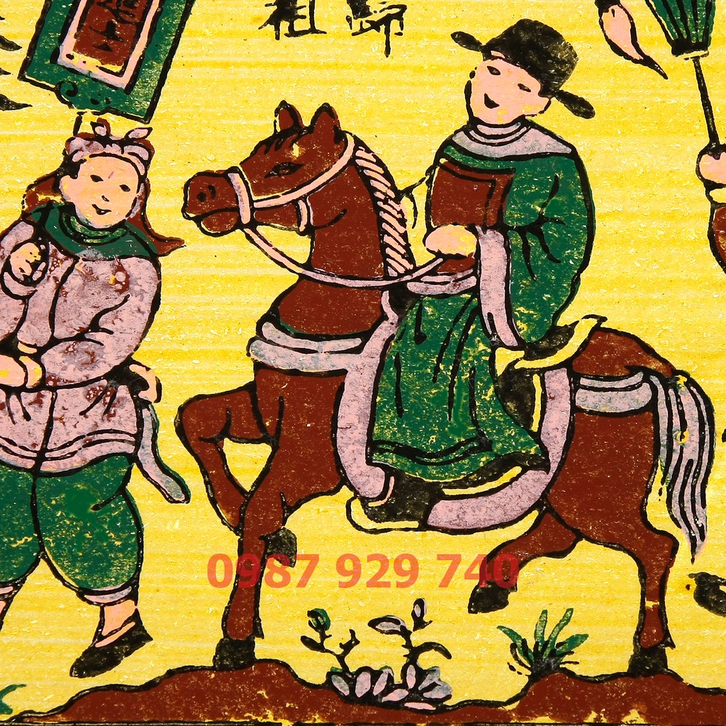 [Tranh Đông Hồ] - Bức Vinh Quy Bái Tổ - không khung tranh - Dong Ho folk paintings - Viet Nam national cultural heritage