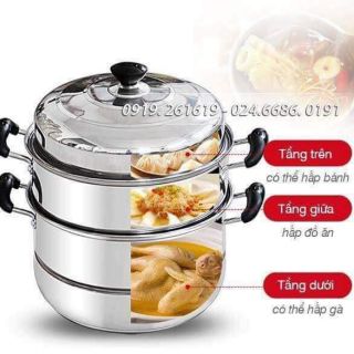 Nồi hấp inox 3 tầng 1 đáy