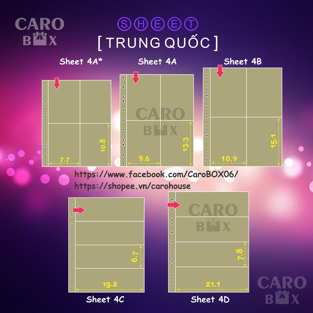 SHEET TRUNG QUỐC  - Bìa Nhựa Đựng Hình