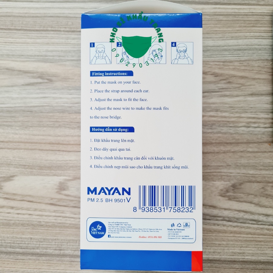 Khẩu trang N95 có van Mayan PM 2.5 BH9501 5 lớp dày túi 2 cái