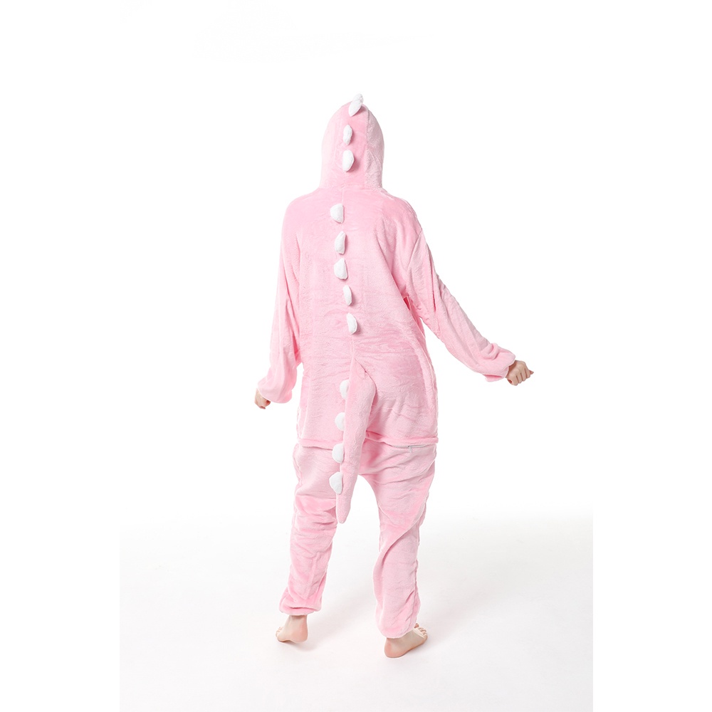 Bộ Đồ Ngủ Liền Thân Hình Khủng Long Hoạt Hình Màu Hồng Dễ Thương Unisex