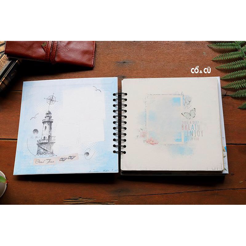 Album handmade scrapbook Memories gáy lò xo dán được 30-40 ảnh kt 20x20cm nhiều chủ đề