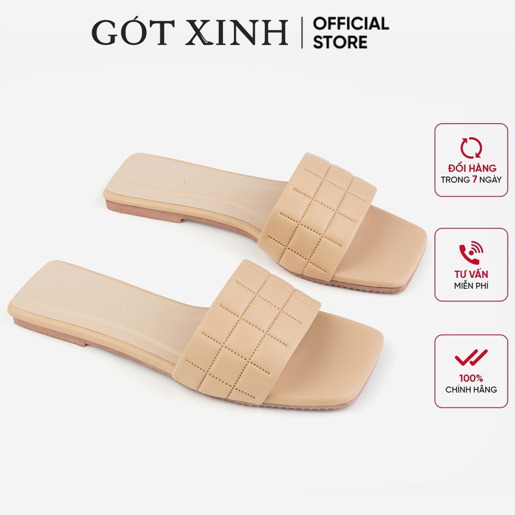 Dép quai ngang nữ GÓT XINH D49 da mềm đế bệt