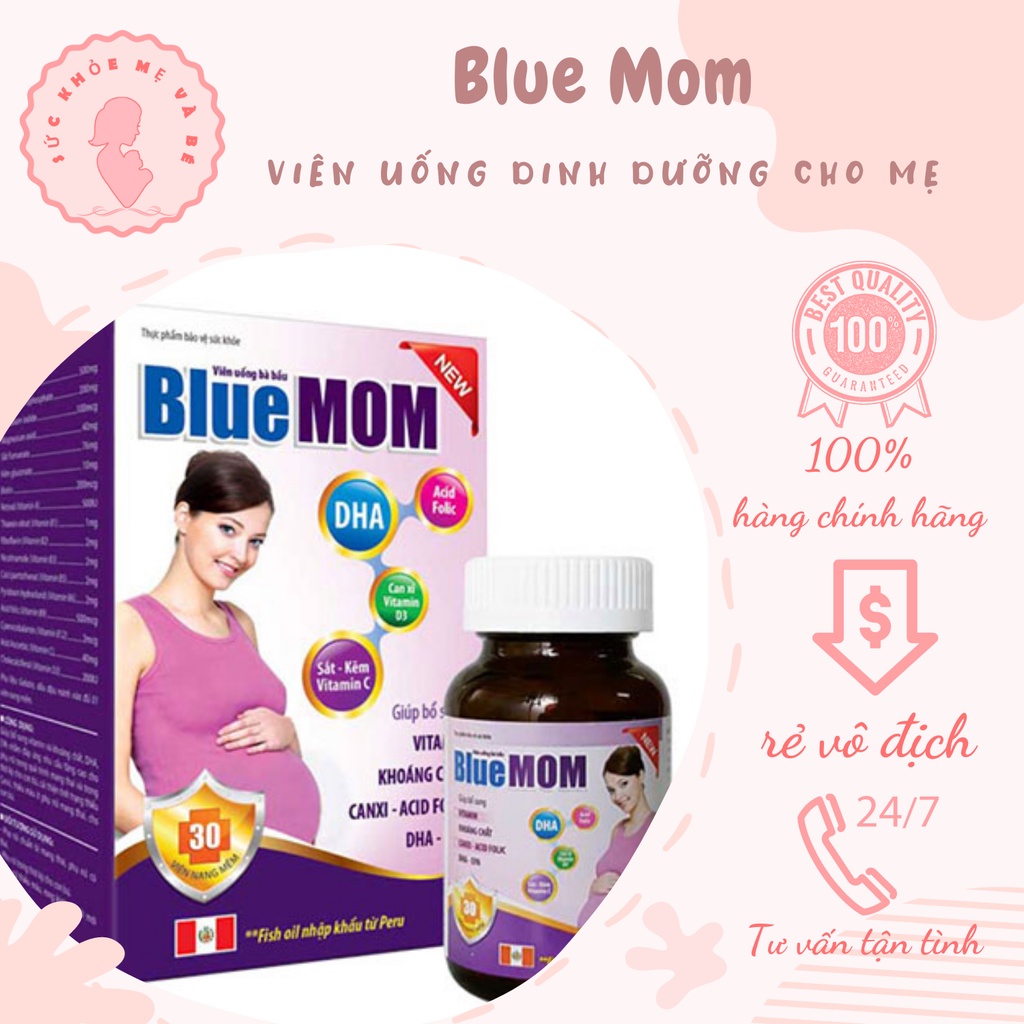 Viên Uống Dinh Dưỡng Bà Bầu Blue Mom Medistar Hộp 30 Viên Nang .