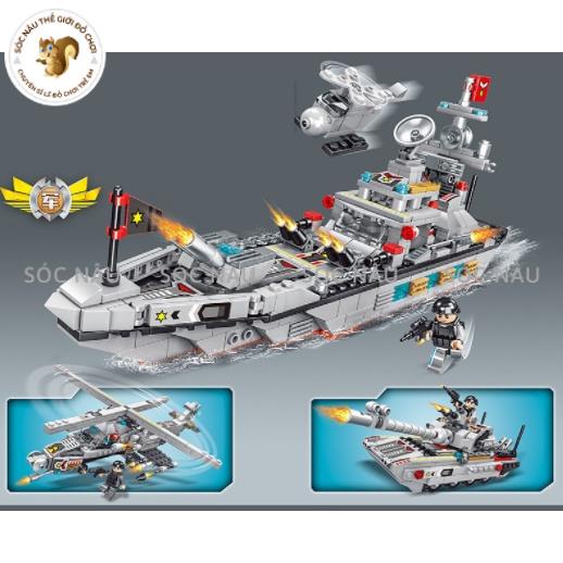 Đồ chơi Lego xếp hình tàu chiến đấu quân sự khổng lồ giúp trẻ tư duy trí tuệ xếp hình lắp ráp sáng tạo Sóc nâu