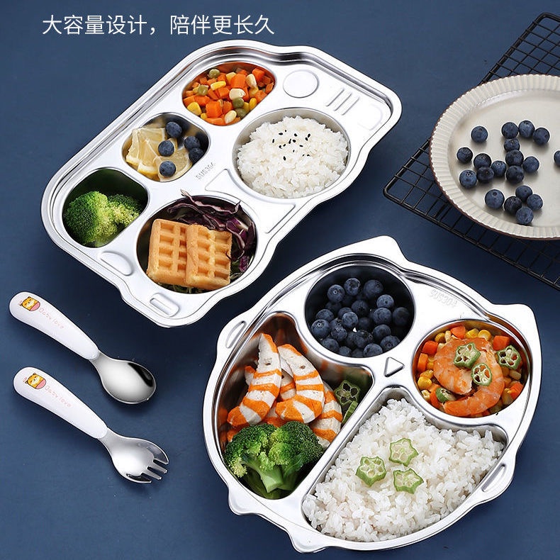 Khay Đựng Thức Ăn Bằng Thép Không Gỉ 304 Chống Sốc Họa Tiết Hoạt Hình Dễ Thương Cho Bé