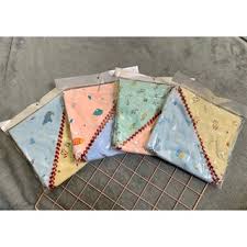 [ HÀNG ĐẸP ] Khăn Yếm Tam Giác cotton 2 lớp siêu mềm, viền màu cho bé, có cúc bấm 2 nấc
