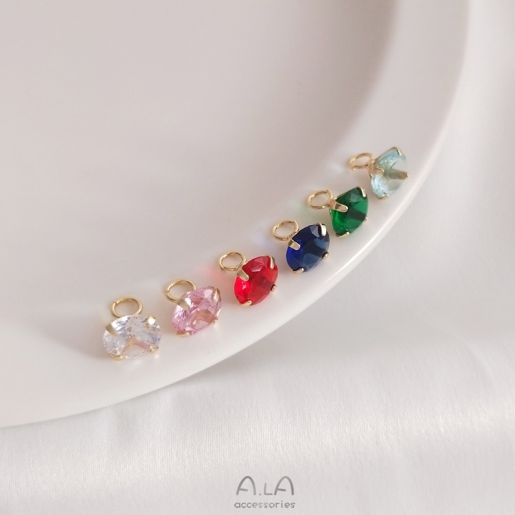 Mặt Dây Chuyền Thủ Công Bằng Đồng 14K Đính Đá Zircon Nhiều Màu Sắc 7mm