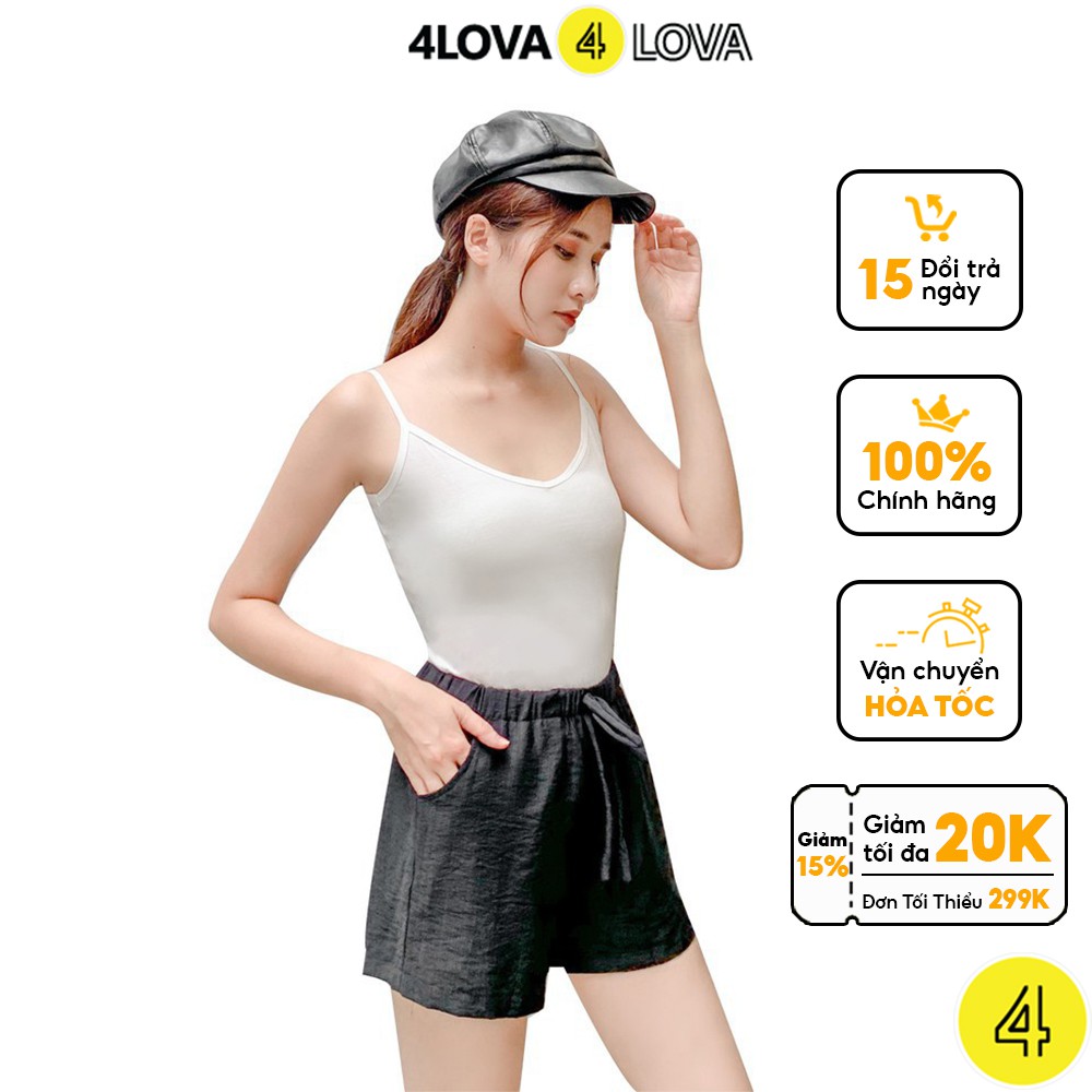 Áo hai dây nữ cổ tim trơn basic 4LOVA chất liệu cotton mềm mại, quyến rũ