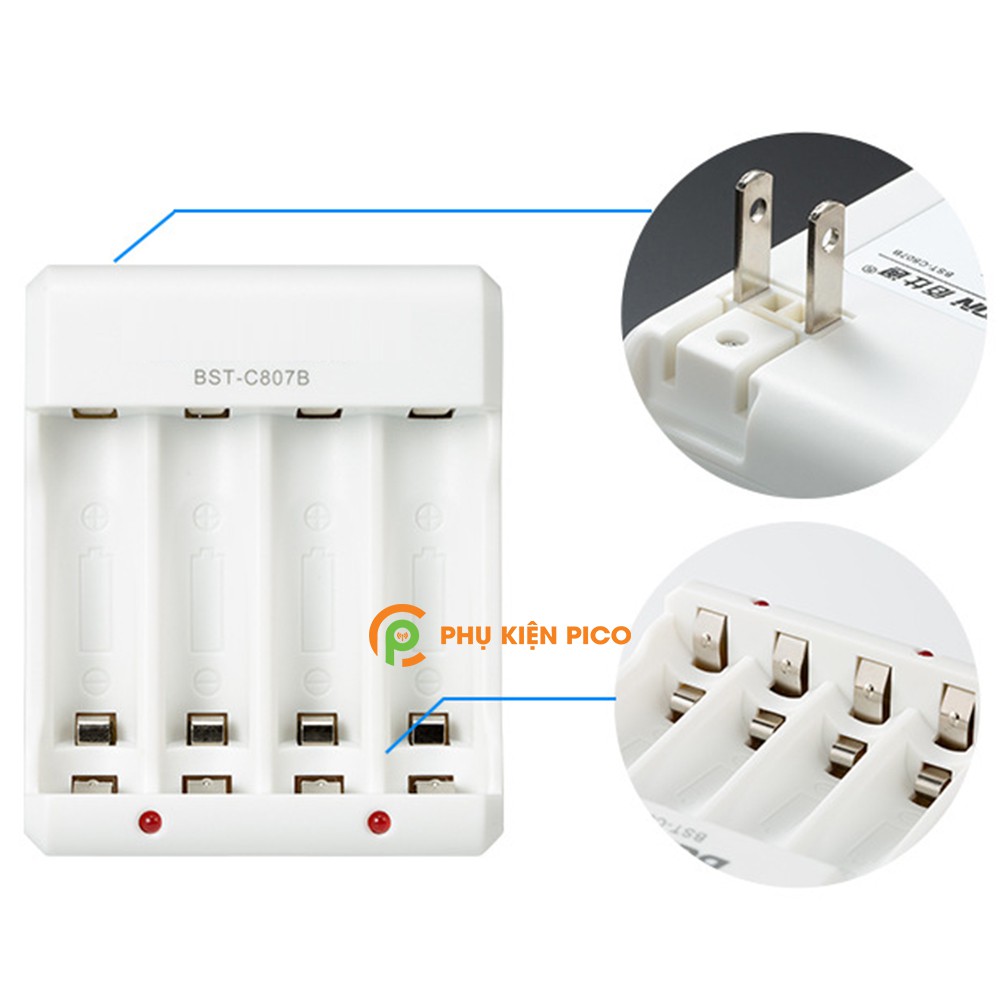 Bộ sạc C807B và 4 Pin sạc BESTON AA 3000mAh/ AA 1200 mAh/ AAA 1300 mAh/ AAA 1100 mAh có thể sạc lại nhiều lần - Combo2