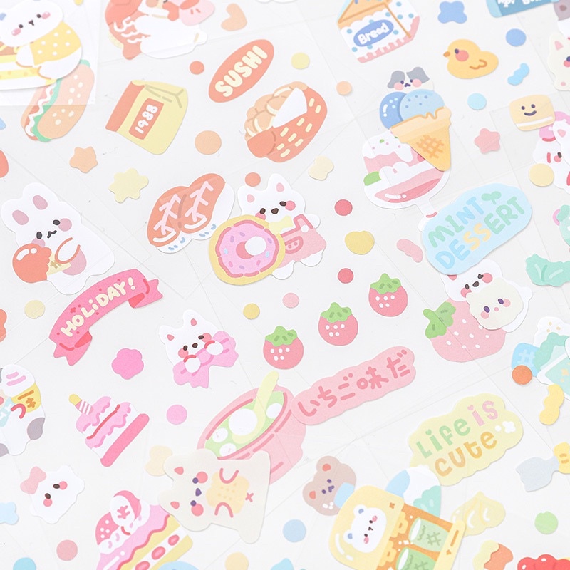 Sticker cute/Set 10 tấm sticker hình dán Little Cookie trang trí toploader sổ planner bullet journal Hàn Quốc Tẻn Tẻn