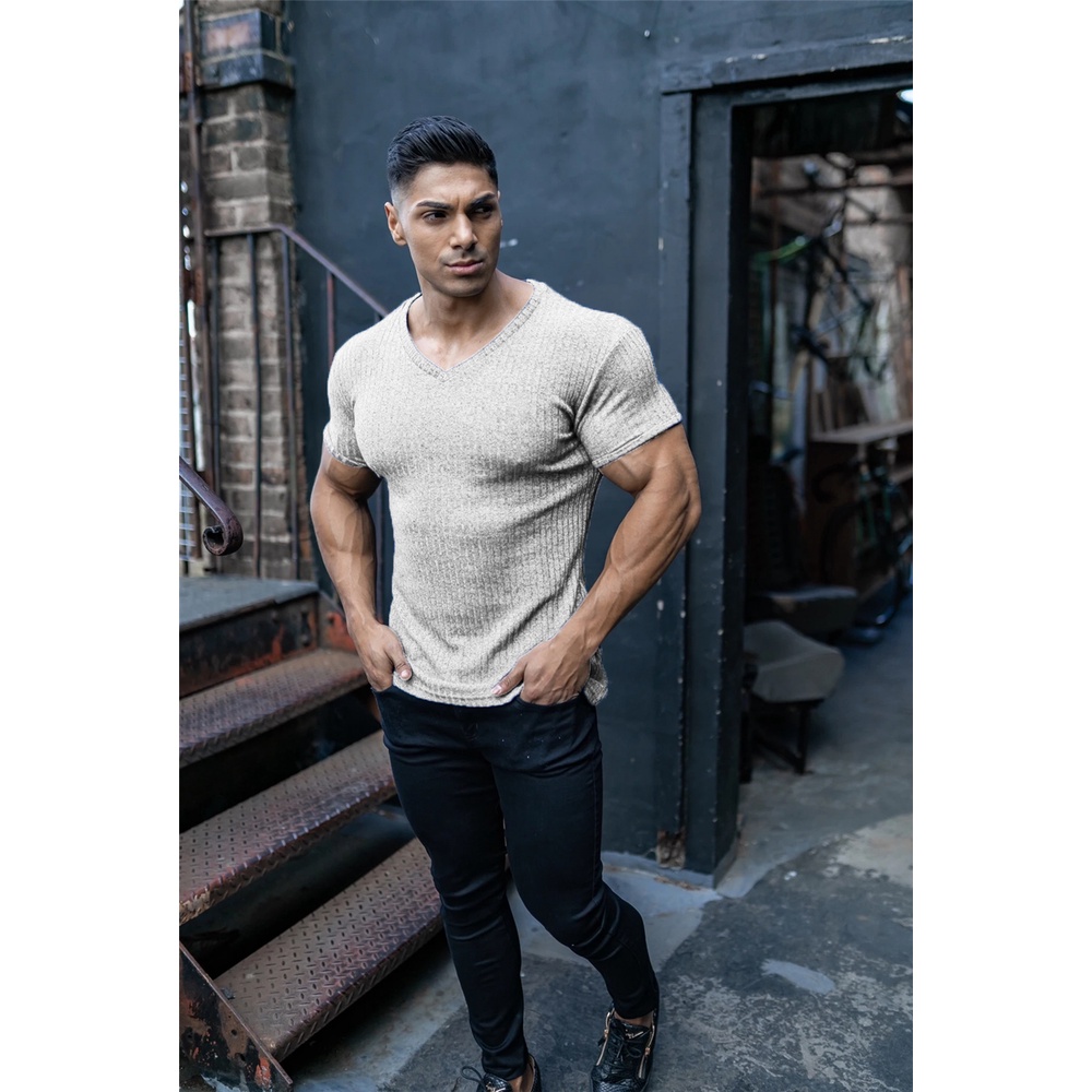 Áo Thun Cotton Tay Ngắn Cổ Chữ V Thoáng Khí Thời Trang Mùa Hè Mới Cho Nam