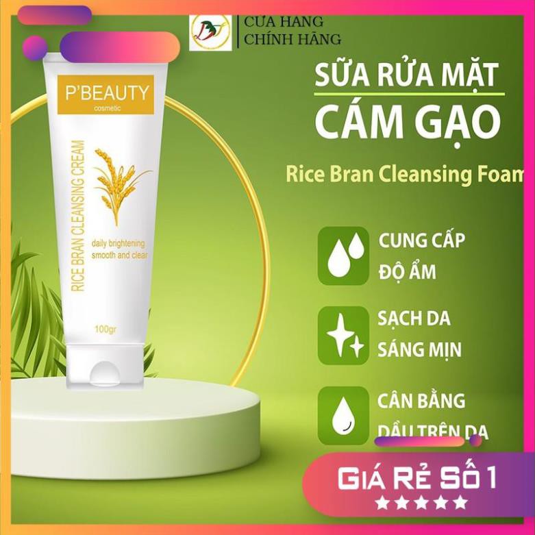 Sữa rửa mặt 4 trong 1 cám gạo Rice Bran Cleansing Cream P'Beauty 100gr