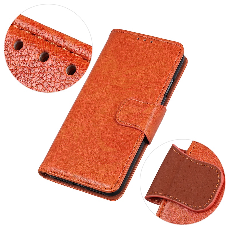 Bao Da NOKIA 2.2 Simple NP Luxury Orange color PU Leather Wallet Case Capa, Noka2.2 anti crack Stand Cover