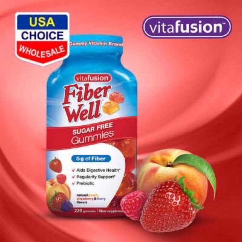 [HSD 04/2023] Kẹo Dẻo Trái Cây Không Đường Bổ Sung Chất Xơ VITAFUSION FIBER WELL SUGAR FREE GUMMIES 220 Viên của Mỹ 🫐