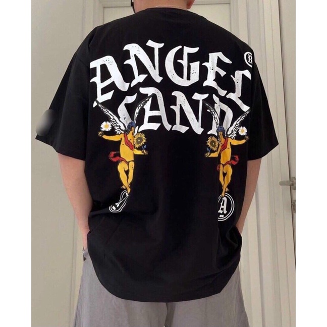 Áo thun cotton tay lỡ dáng rộng unisex Angel freesize 38-65kg