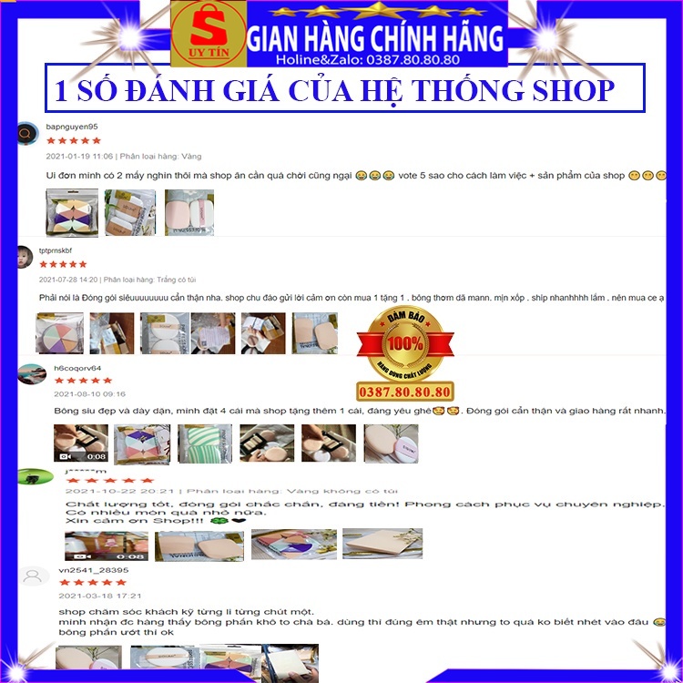 Set 4 Miếng bông mút trang điểm hình thoi loại tốt Sidumi hàn quôc đánh phấn nước cushion kem nền bb cc cream tam giác