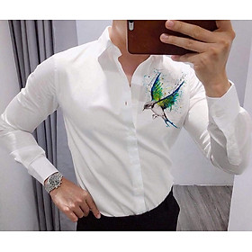 Aó Sơmi Nam Dài Tay in Hình Chim Sơn Ca Cực Chất xmb22 (minhbach)