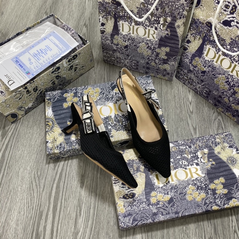 Sandal cao gót mũi nhọn vải ren cao cấp 2 màu