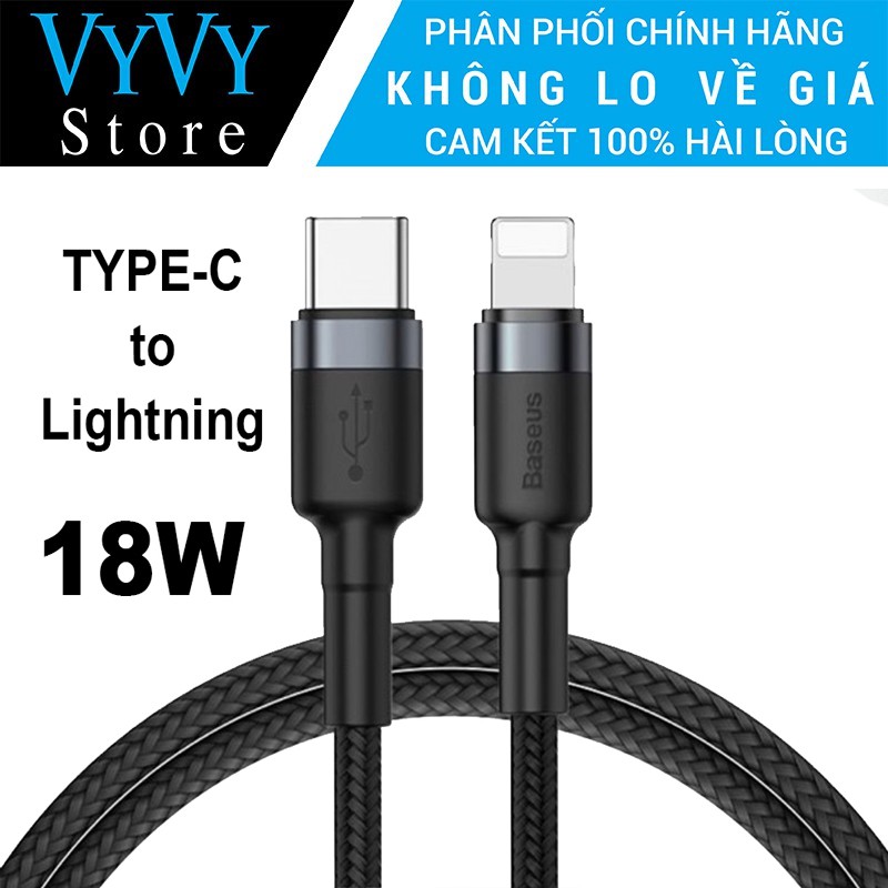 Cáp sạc nhanh C to Lightning Baseus Cafule PD 18W (Type-C to Lightning Power Delivery Quick Charge & Data Cable)