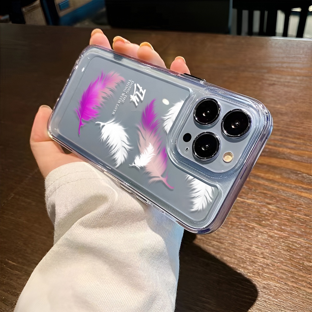 Ốp Điện Thoại Mềm Hình Lông Vũ Màu gradient Cho iphone 14ProMax 14Plus 13 11 12 7Plus X XR XS Max
