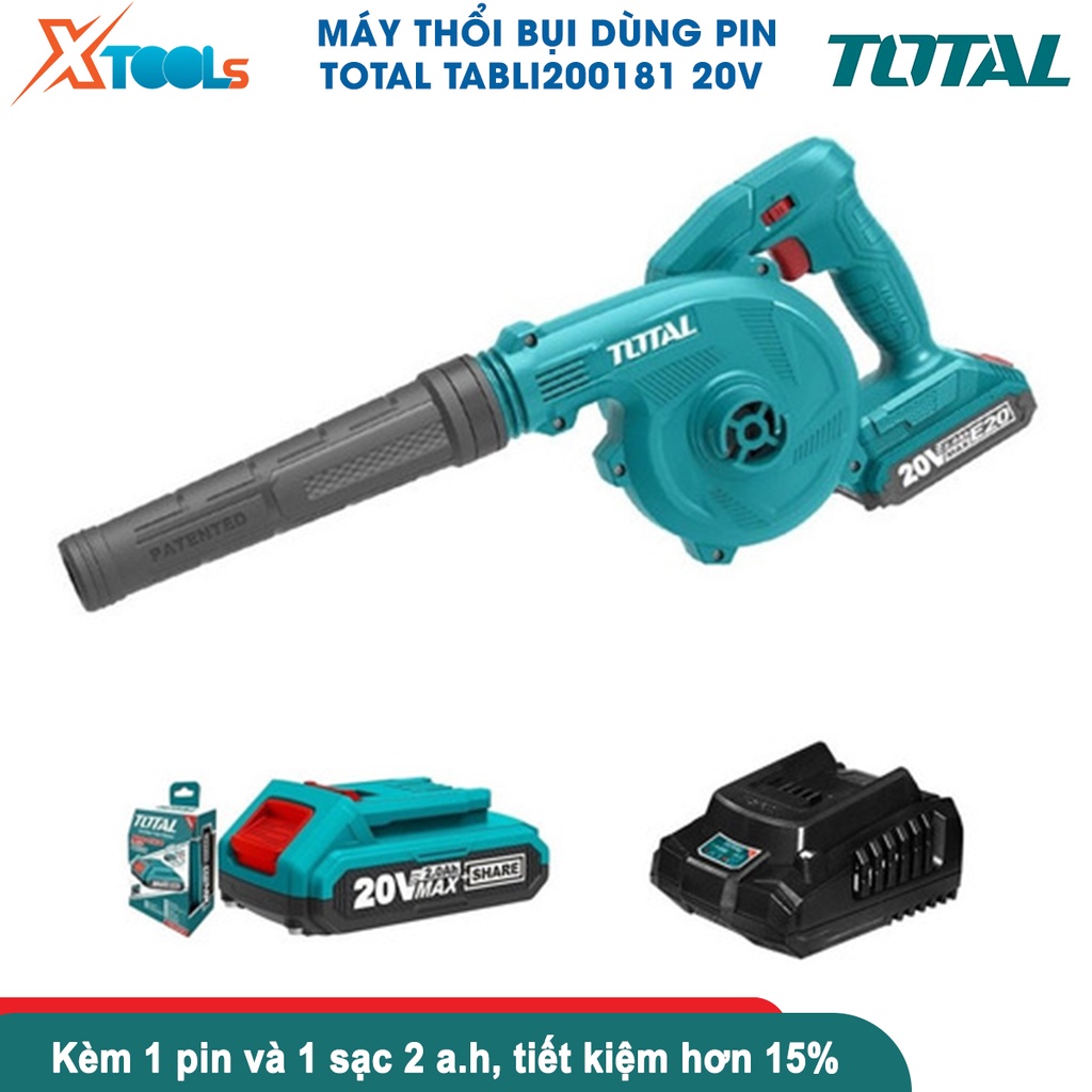 Máy thổi bụi dùng pin 20V TOTAL TABLI200181 kèm 1 pin 1 sạc, máy thổi lá cầm tay Điện thế pin 20V [CHÍNH HÃNG][XTOOLS]