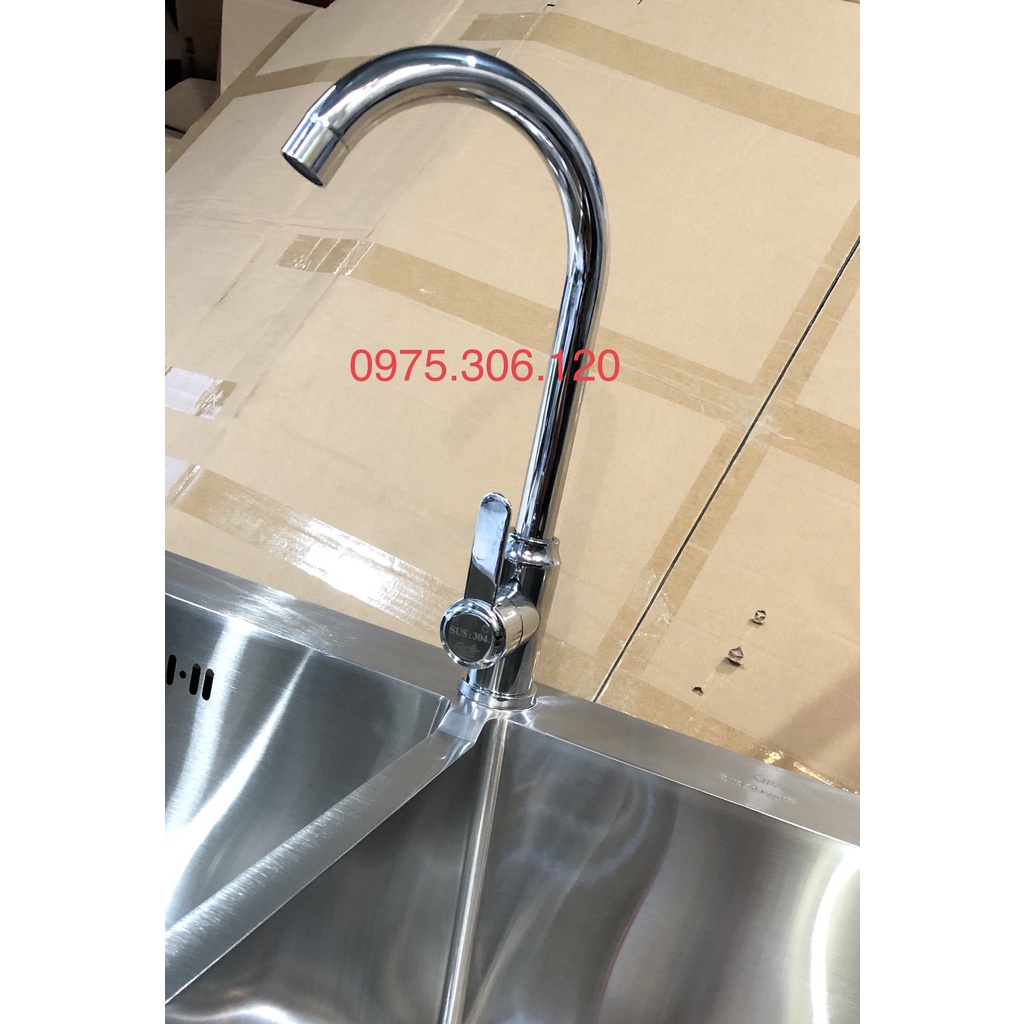 [LOẠI 1] Vòi Rửa Chén Bát Nóng Lạnh 100% INOX 304 ĐÁNH BÓNG N4010 vòi ổ bi xoay nhẹ, tay gạt dính liền