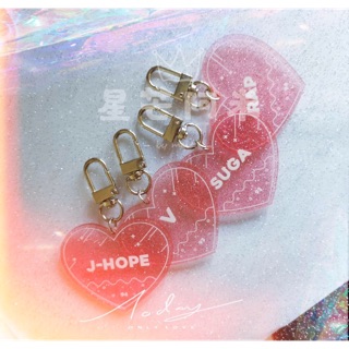 Móc khoá Heart Keyring Hồng BTS ( có sẵn  V )