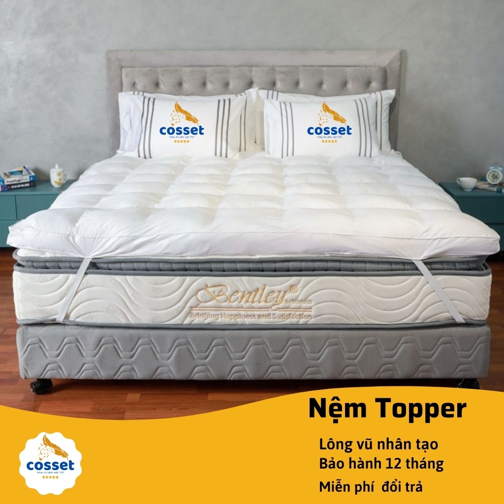 Topper LÔNG VŨ Nhân Tạo Chuẩn 5 Sao Đệm Tăng Tiện Nghi Microfiber Tấm Lót Làm Mềm Nệm 5 Sao Cosset