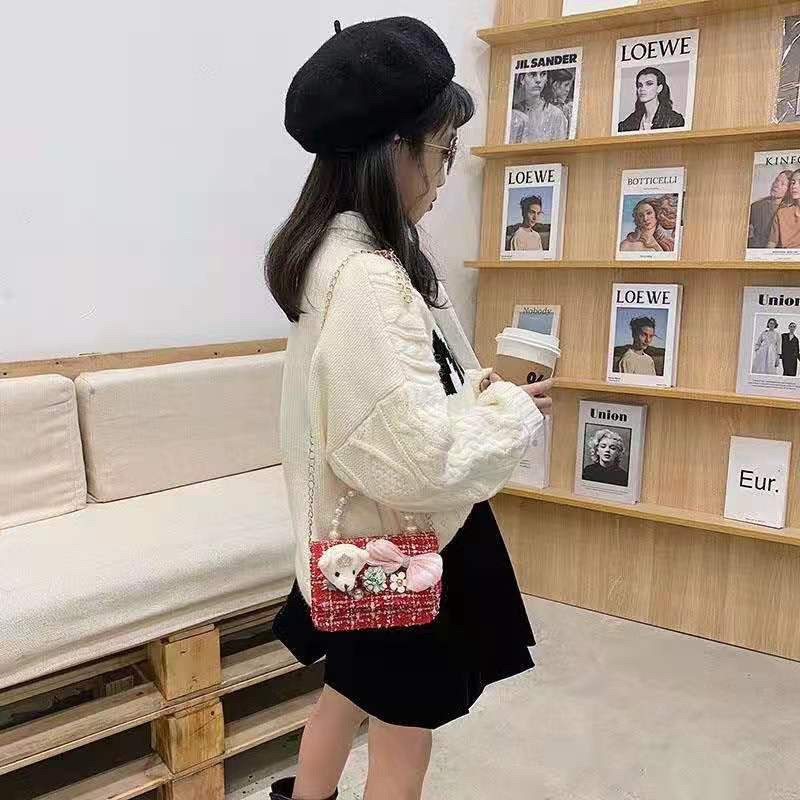 [Mã FAMAYWA2 giảm 10k đơn từ 50k] Túi dạ đính hoa+🐻gấu TÚI XINH CHO BÉ 046 | BigBuy360 - bigbuy360.vn