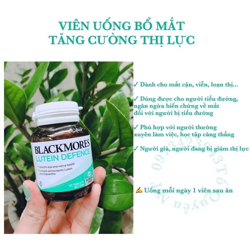 BLACKMORES LUTEIN DEFENCE bổ mắt mẫu mới 60v dành cho người hay làm việc máy tính điện thoại